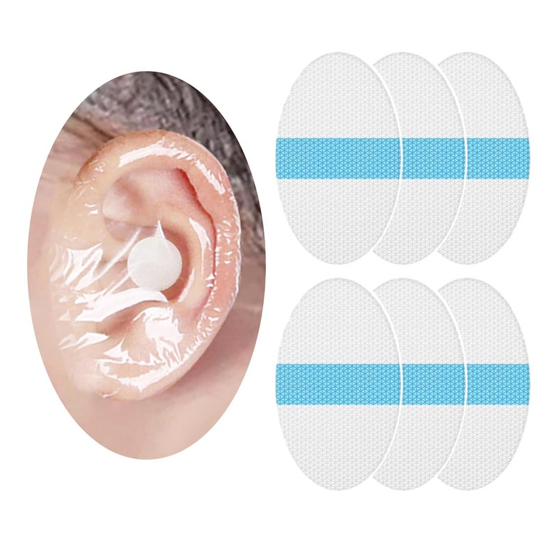saicheek 60-Pack Upgarde Silicon-Gel Material Easy to Take Off Baby Ear Covers with Cotton Ball,Baby Shower Cap Ear Protection for Kids,Water-proof Ear Stickers for Bath Swimming (60Pcs) - Image 1